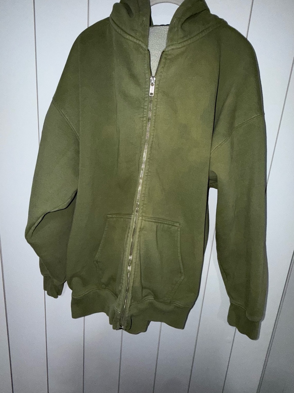 Brandy Melville Olive Green Hoodie with Sherpa Lining